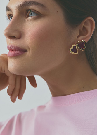 Серьги-локеты в форме сердца, 2 пары