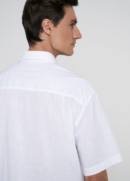 Рубашка из хлопока и льна, Белый O`Stin MS46A6O02-00, размер 50-52 - фото 6