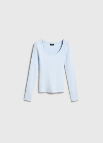 Приталенный лонгслив в рубчик