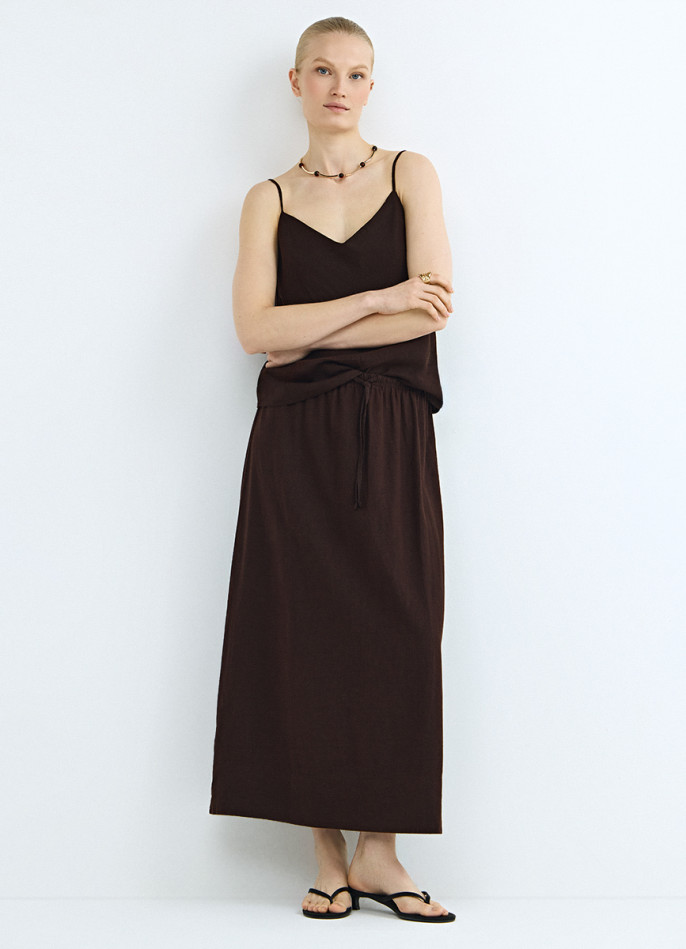 Юбка изо льна с поясом на кулиске