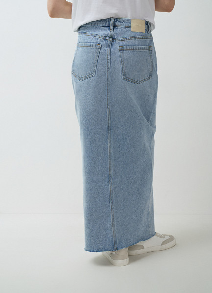 Прямая джинсовая юбка, Голубой O`Stin LD4675O02-D6, размер 48 - фото 3