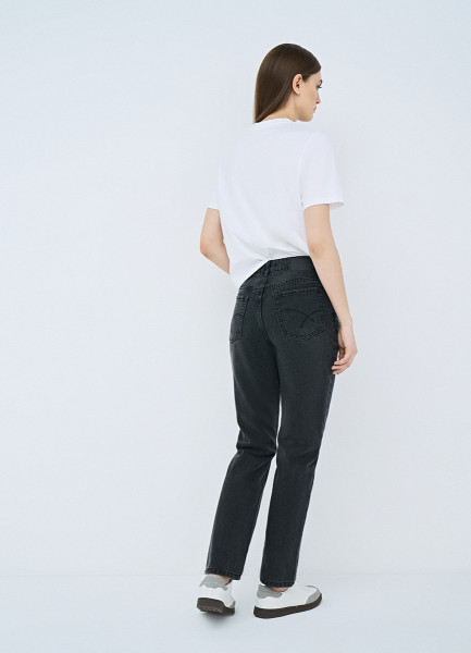 Прямые джинсы с высокой посадкой, Серый O`Stin LP6656O02-98 - фото 3