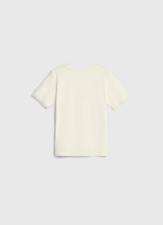 Футболка в рубчик с кружевом для девочек