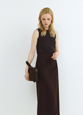 Льняная юбка миди с запахом