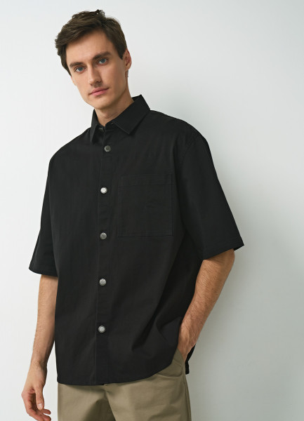 Рубашка из твила, Черный O`Stin MS4696O02-99, размер 48 - фото 4