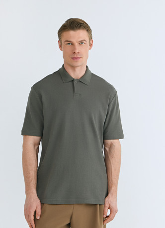 Поло из текстурной хлопковой ткани