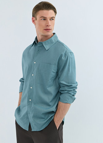 Рубашка изо льна и хлопка с карманом