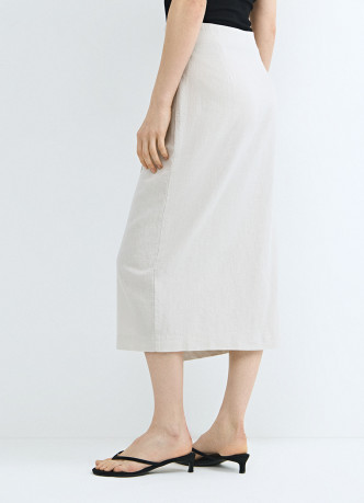 Льняная юбка миди с запахом