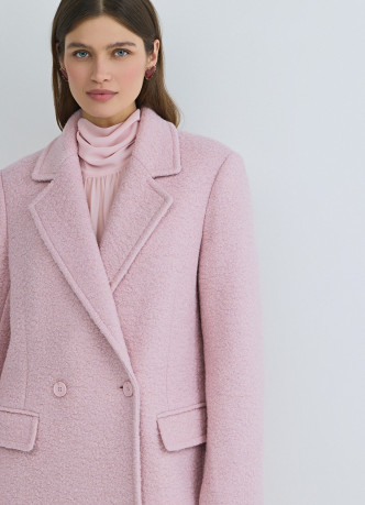 Длинное двубортное пальто из шерсти