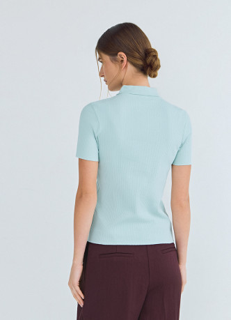 Поло в рубчик с коротким рукавом