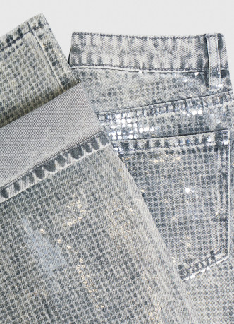 Блестящие прямые джинсы с пайетками