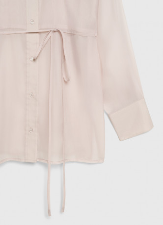 Полупрозрачная блузка из органзы с тонким поясом