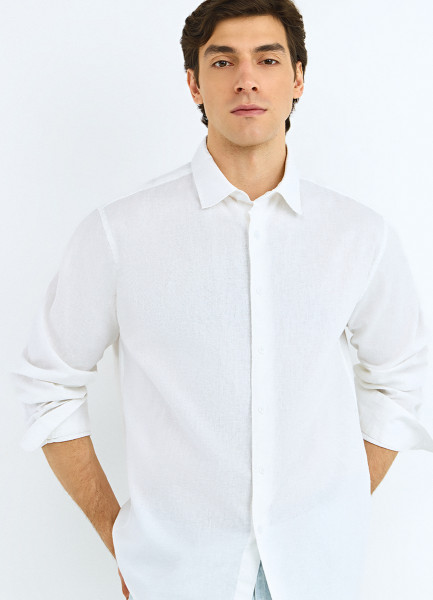 Рубашка изо льна и хлопка, Белый