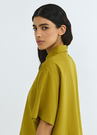 Рубашка изо льна и хлопка с коротким рукавом