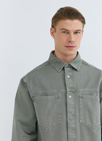 Куртка-рубашка из твила с карманами