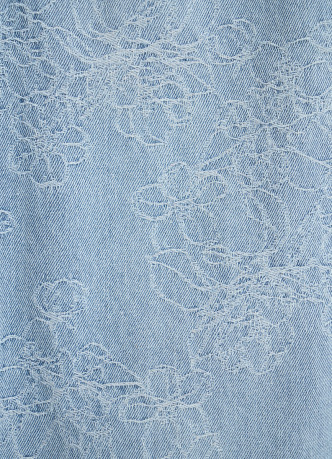 Широкие джинсы на высокой посадке в цветочный жаккард