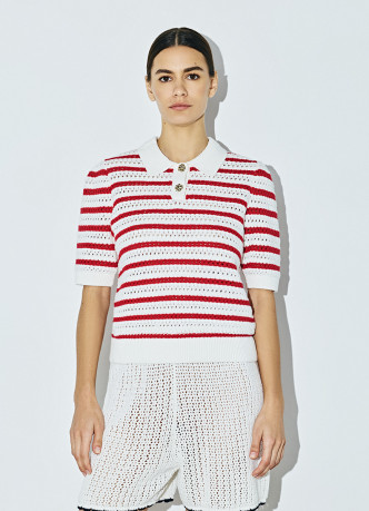 Поло из структурной ткани в полоску