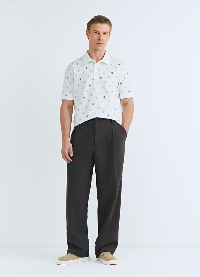 Поло из хлопка с принтом