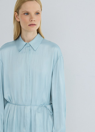 Блузка из сатина с поясом