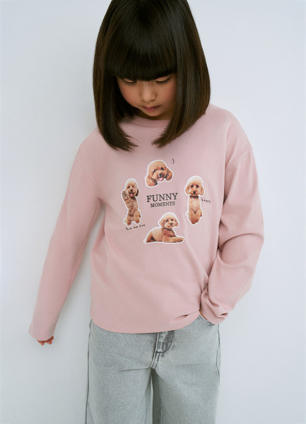 Лонгслив с принтом для девочек Розовый 399₽