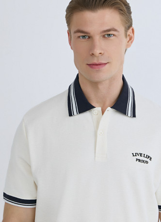 Поло из хлопка с принтом