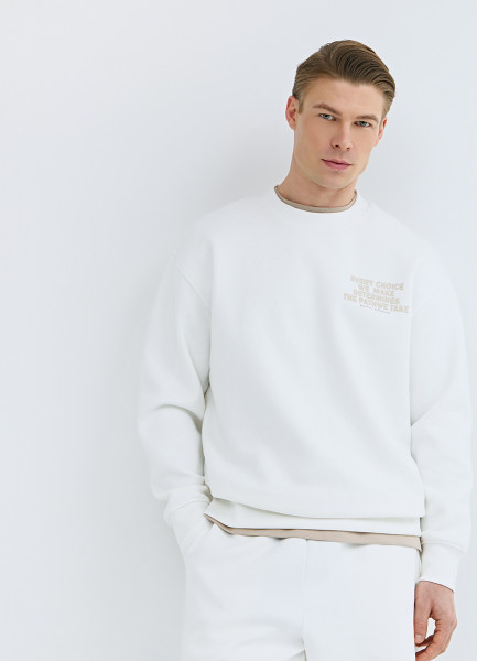 

Базовый свитшот с принтом, Белый