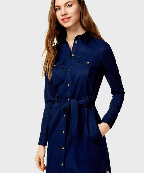 

Платье-рубашка из хлопка, Темно-синий