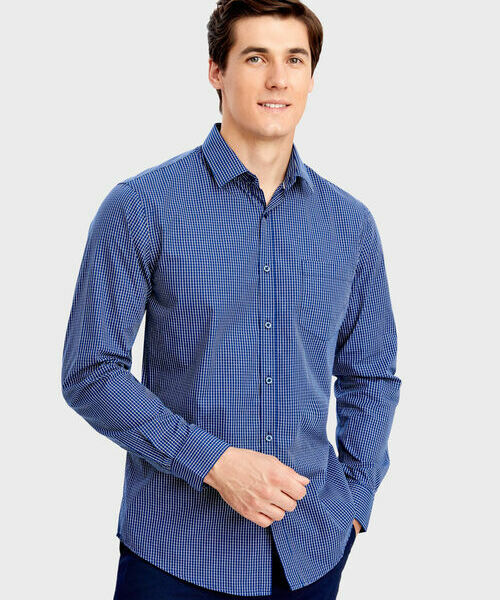 

Рубашка в тетрадную клетку, Черно-синий