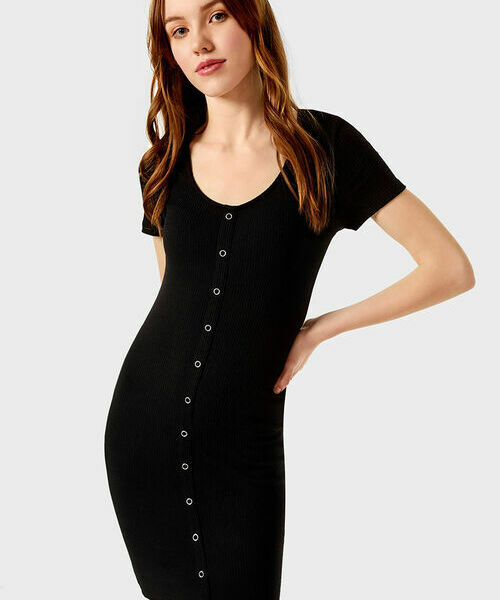 

Платье-труба из рибового трикотажа, Черный