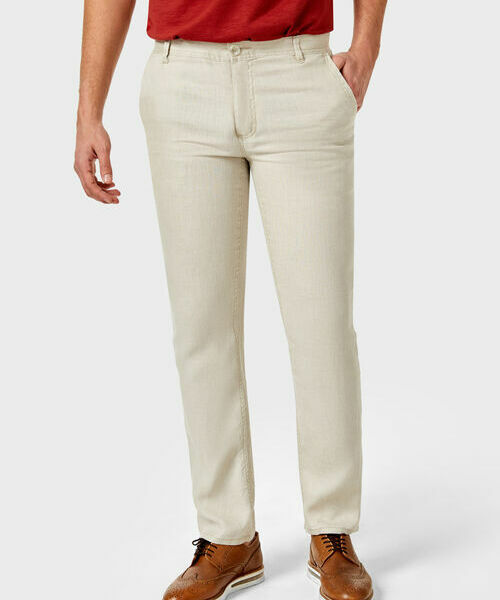 

Однотонные брюки изо льна, Светло-бежевый