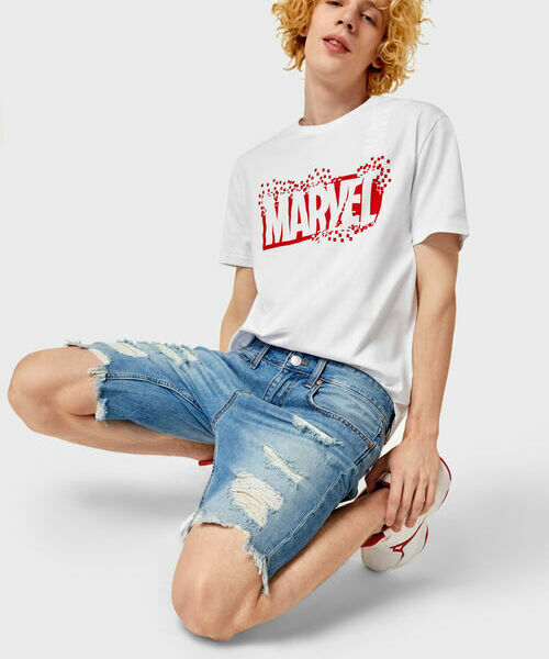 

Джинсовые шорты с разрывами, Голубой