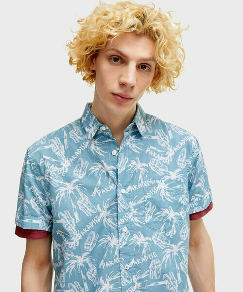 

Рубашка с принтом, Пыльно-голубой