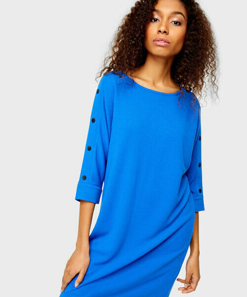 

Платье с кнопками на плечах, Ярко-голубой