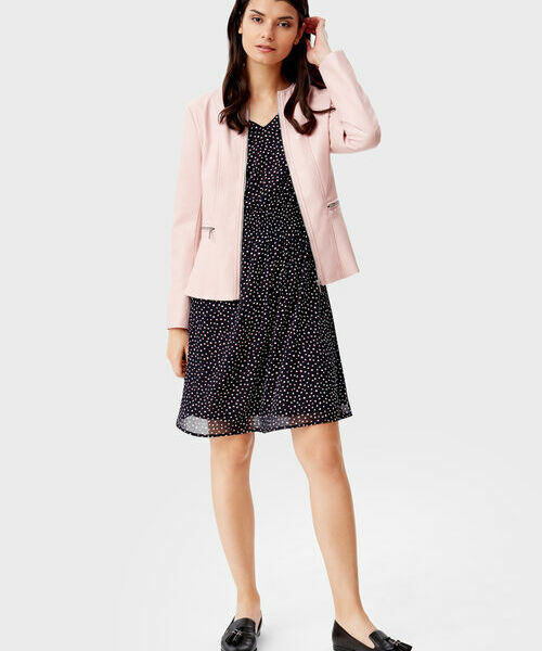 

Куртка из искусственной кожи с баской, Светло-розовый