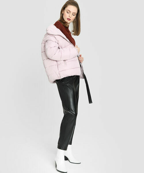 

Короткий пуховик с металлическими молниями, Холодный розовый