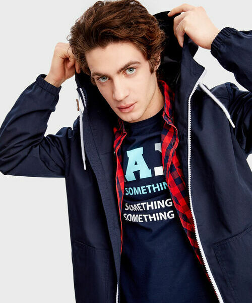 

Утеплённая куртка с капюшоном, Черно-синий