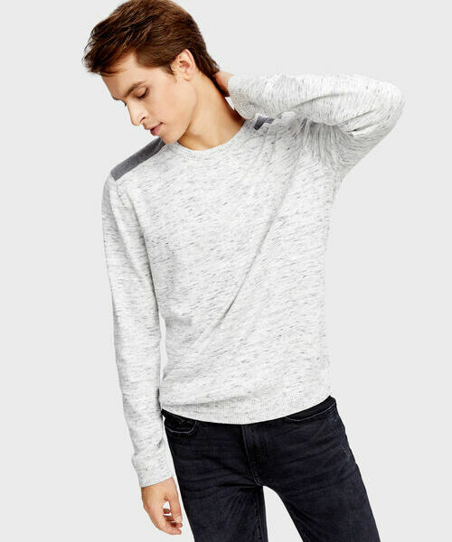 

Джемпер с контрастной отделкой, Бледно-серый