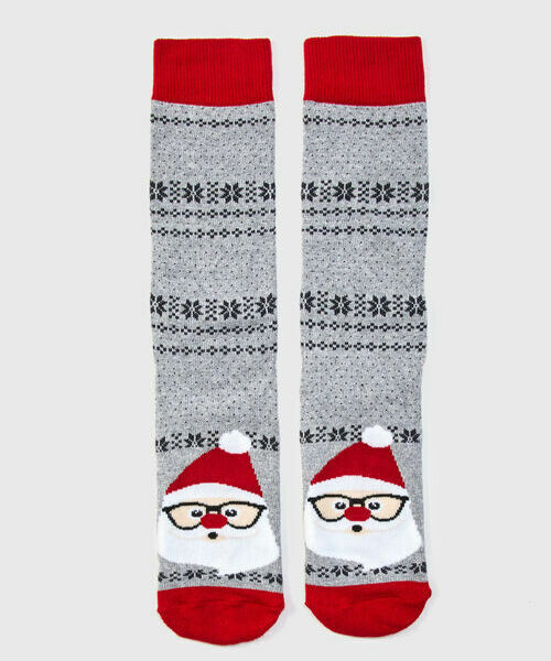Махровые носки с жаккардом «Санта»
