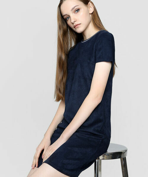 

Платье А-силуэта из замши, Темно-синий